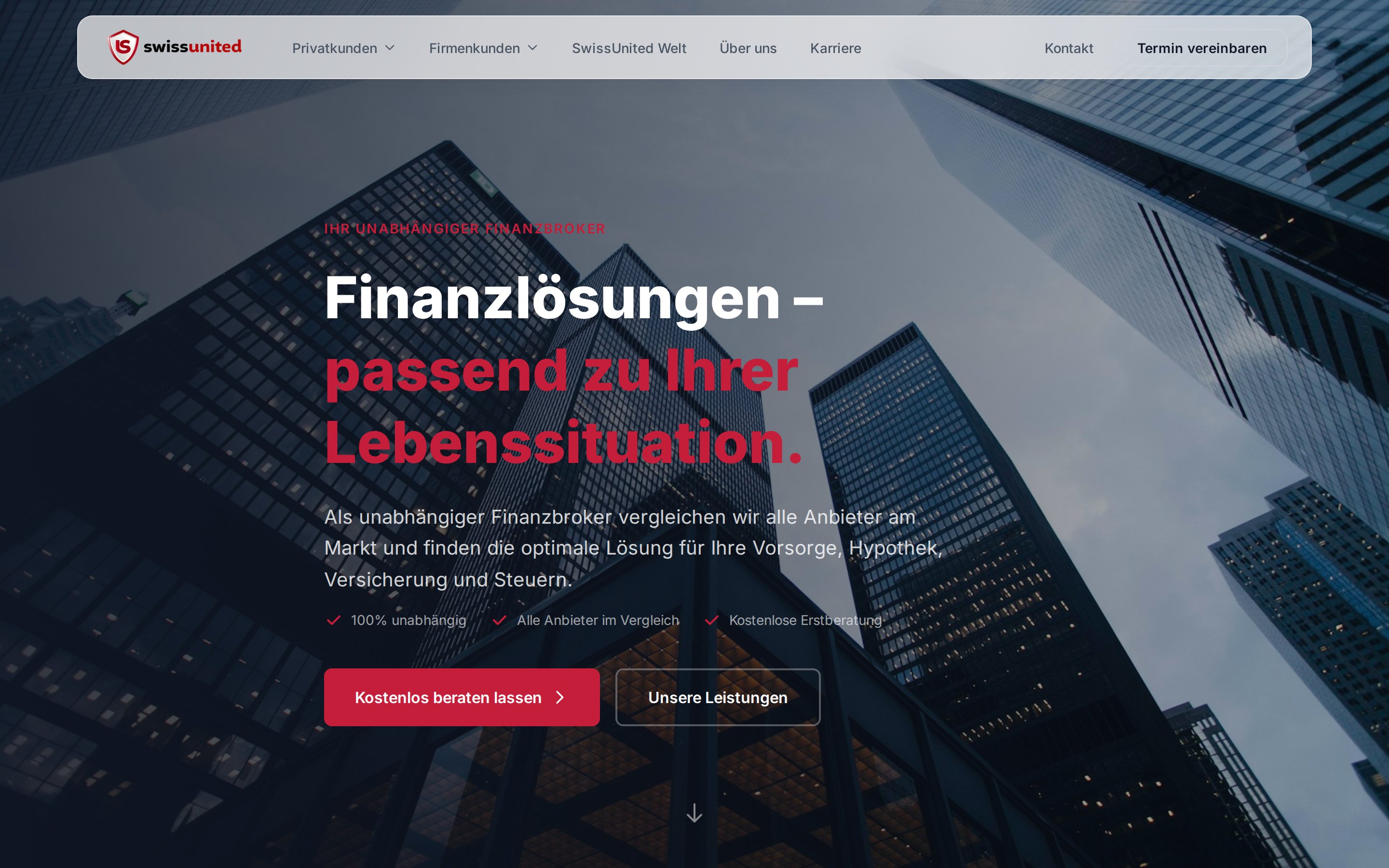 Live-Webseite von SwissUnited